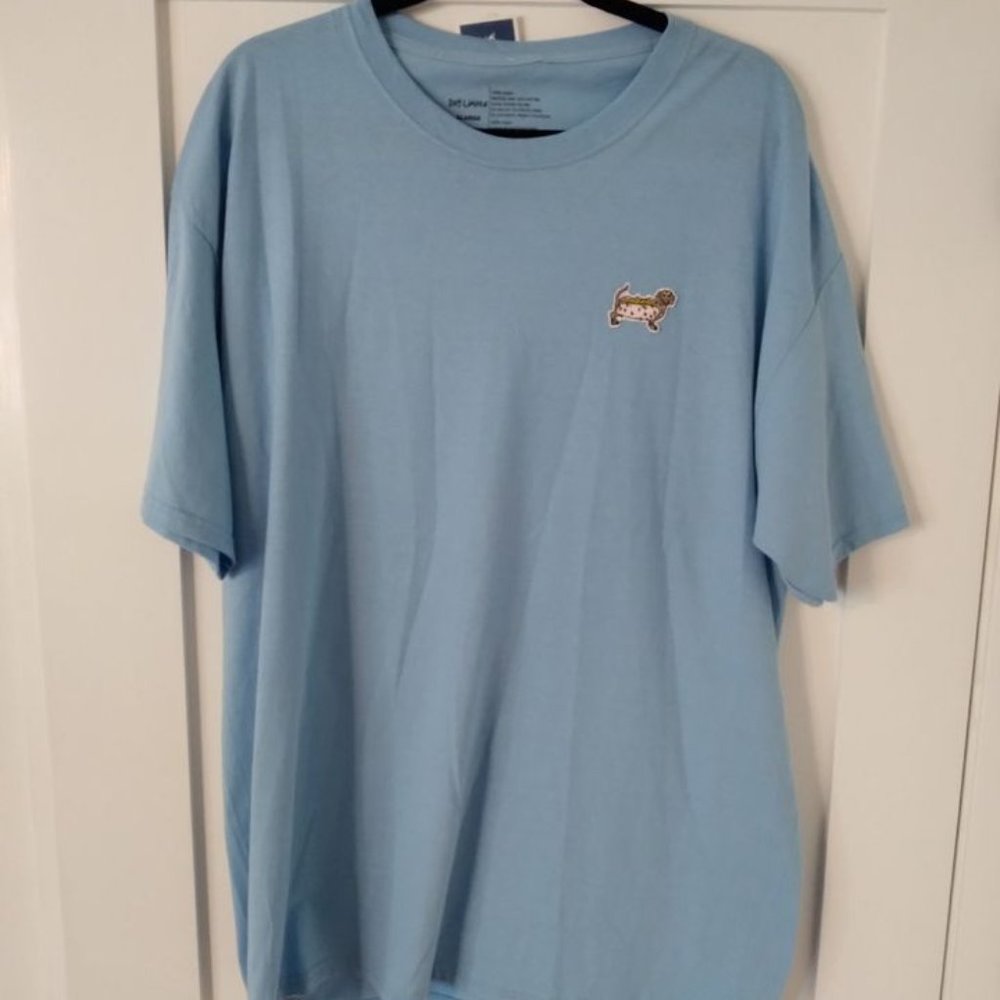 Men’s XL Dog Limited Brand T-SHIRT "Wiener Dog" embroidering Light Blue - NEW